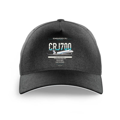Bombardier CRJ700 design on black printed hat