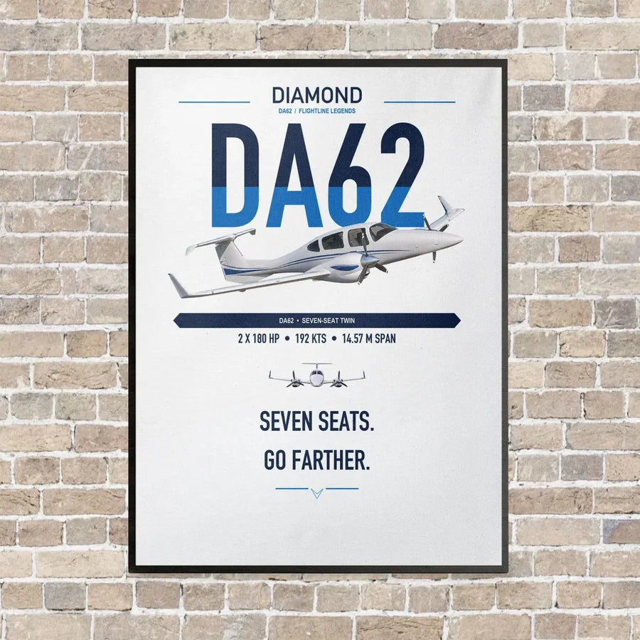 Diamond DA62 vertical canvas print - framed - white background