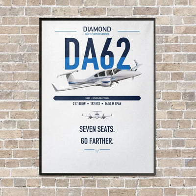 Diamond DA62 vertical canvas print - framed - white background