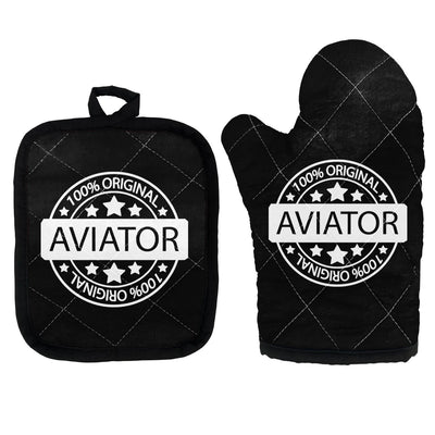 %100 Original Aviator Kitchen Glove & Holder aviation design on durable fabric with insulated lining kitchen glove holder.