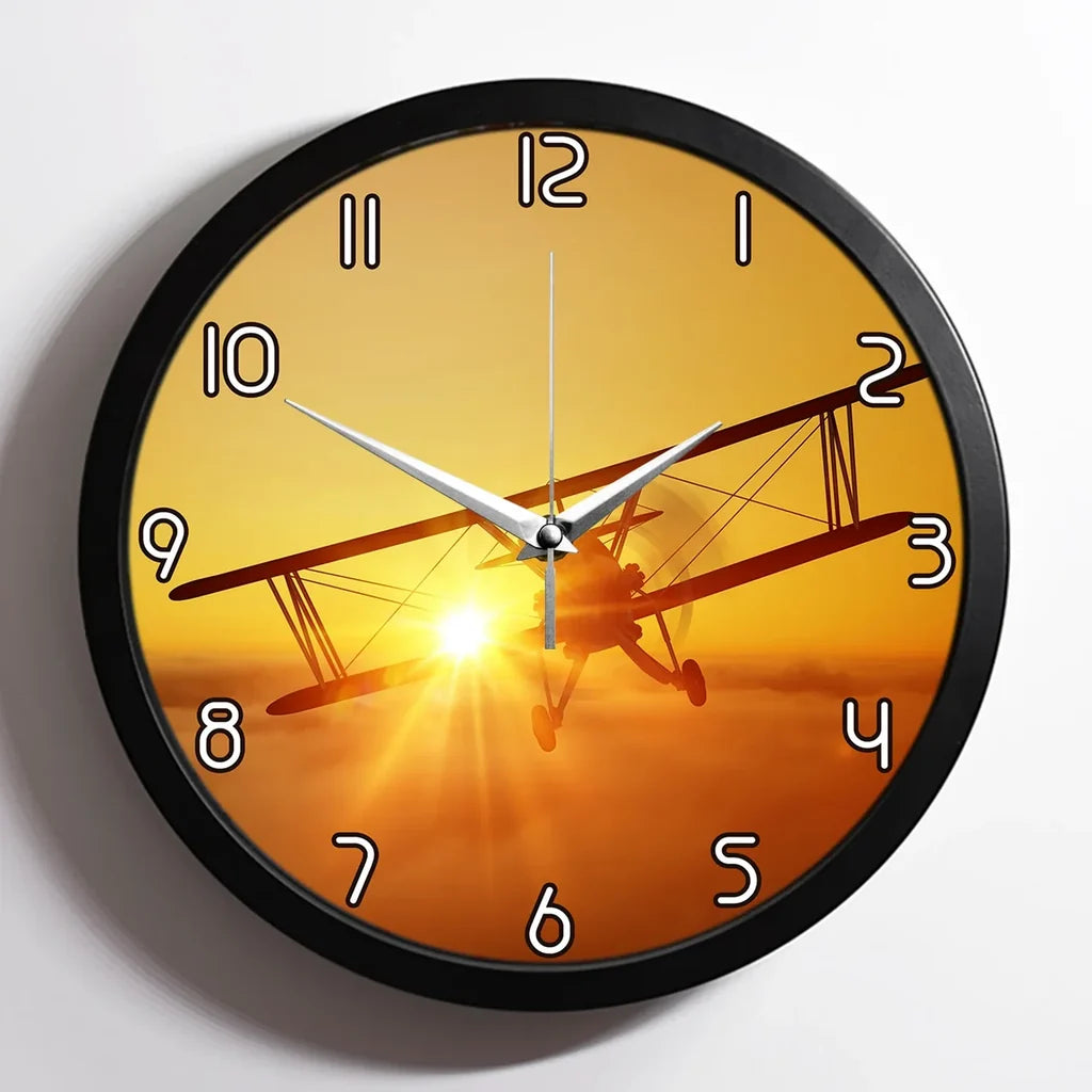Flying is an Adventure aviation design on premium wood and metal wall clock.