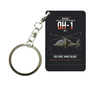 Kawasaki OH-1 design on black designed key chain, double-side print