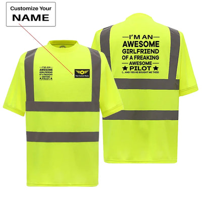 I am an Awesome Girlfriend aviation design printed on soft cotton reflective T-shirt.