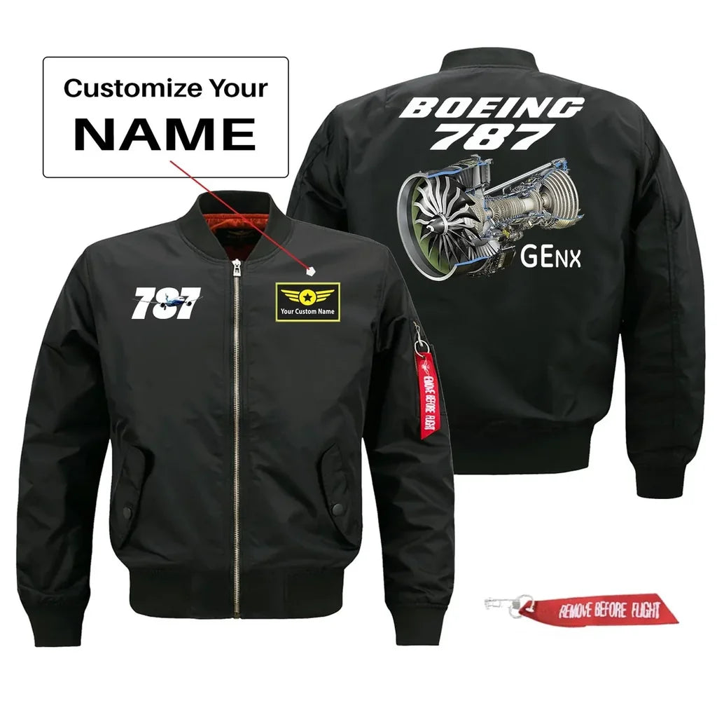 Boeing 787 & GENX Engine Pilot Jackets (Customizable) aviation design printed on comfortable shell with classic fit designed.