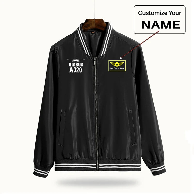 Airbus A320 & Plane aviation design printed on lightweight shell with windproof finish thin spring jacket.