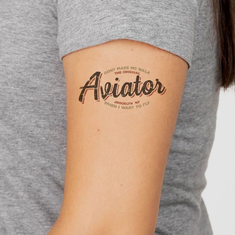 Aviator - Dont Make Me Walk aviation temporary tattoo in skin-safe adhesive paper.