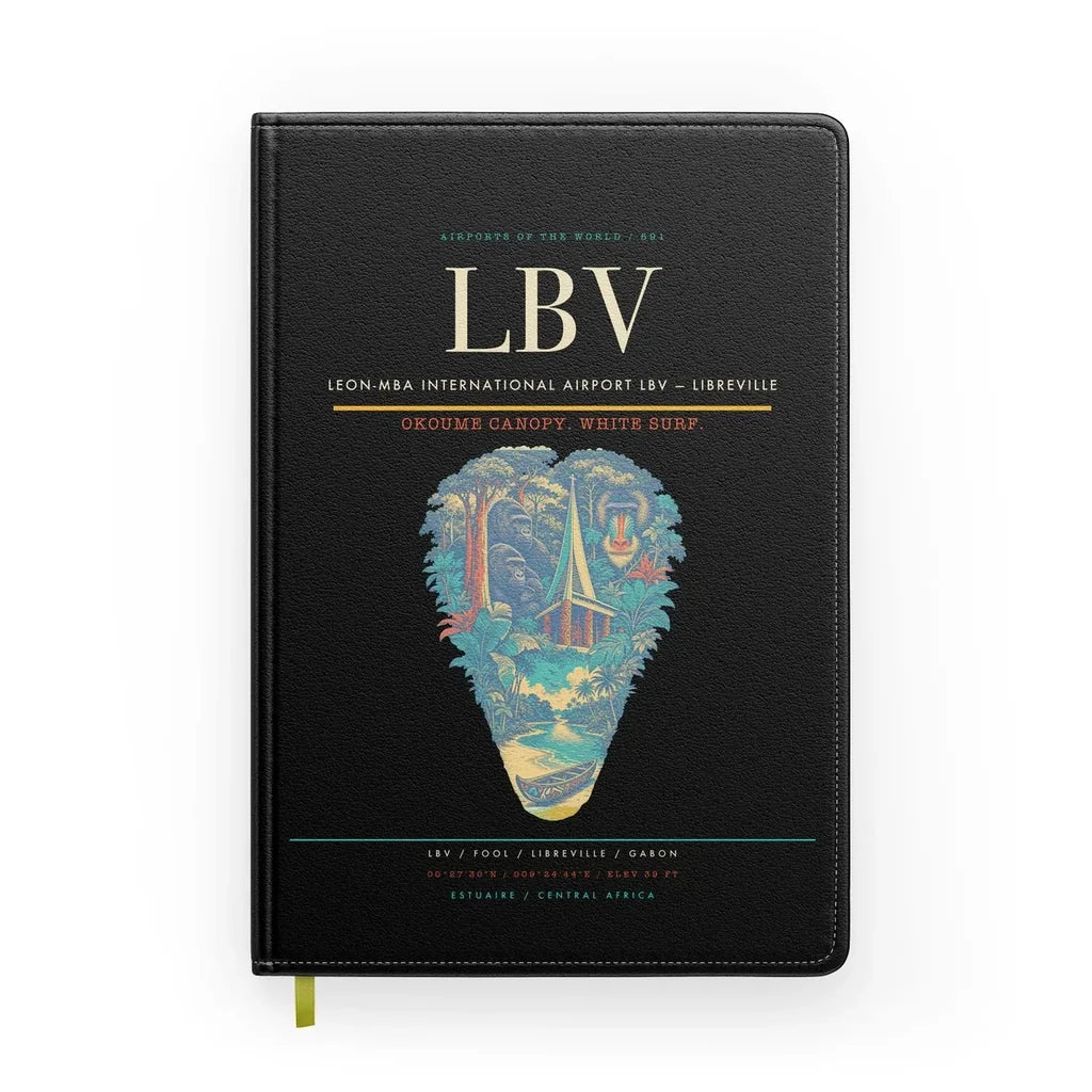 Leon-Mba International Airport (LBV) design on black notebook