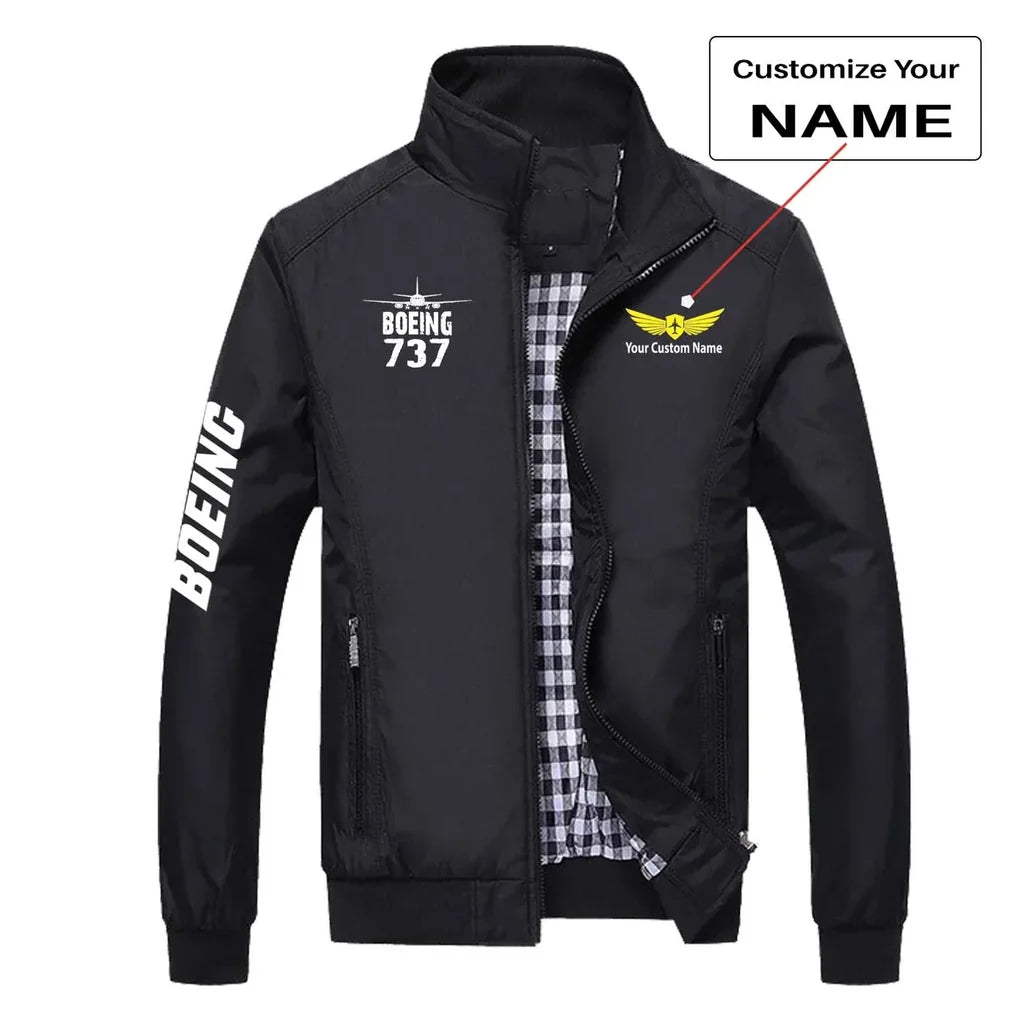 Boeing 737 & Plane aviation design printed on modern shell with tailored fit stylish jacket.
