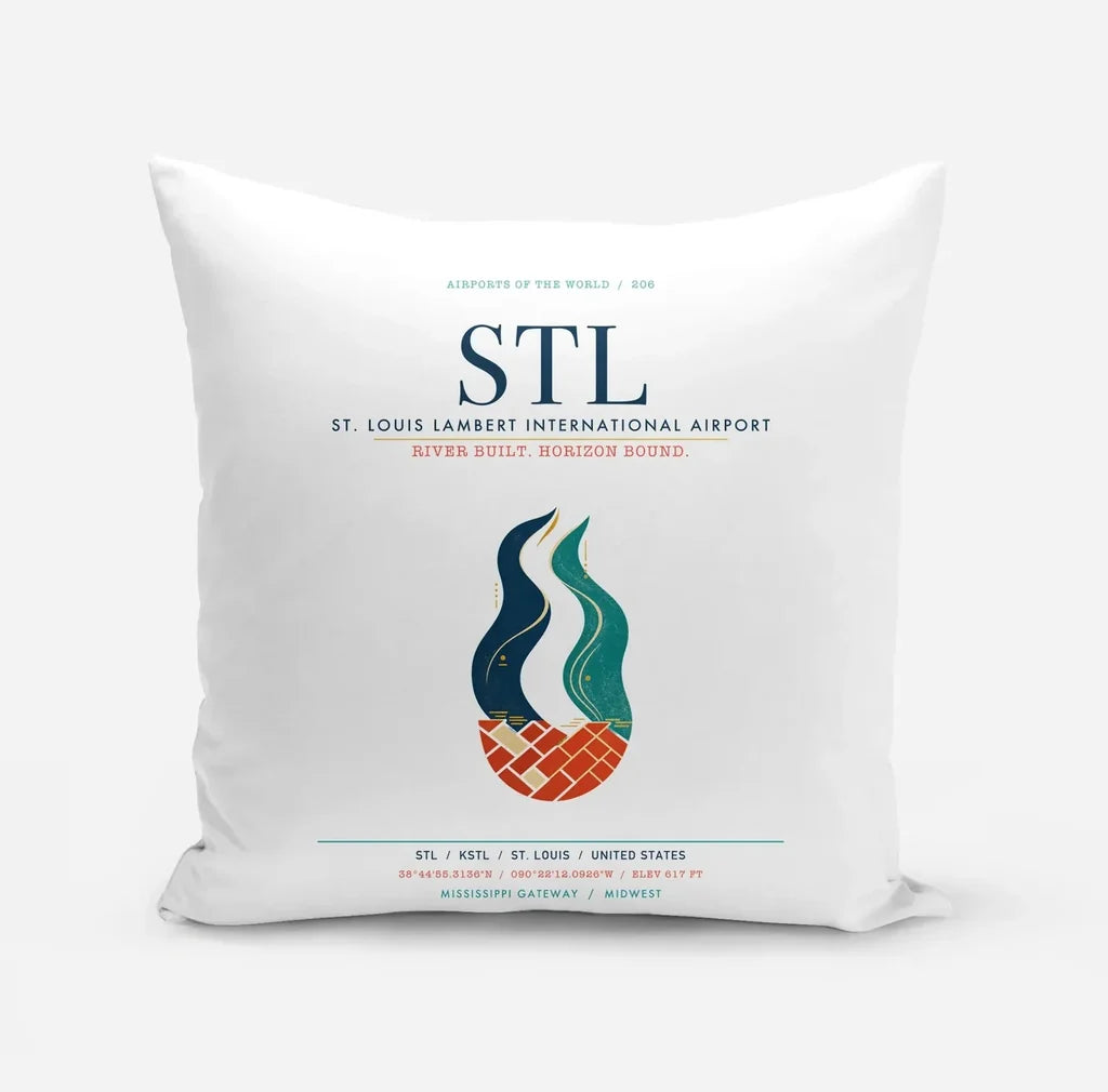 St. Louis Lambert International Airport (STL) design on white pillow