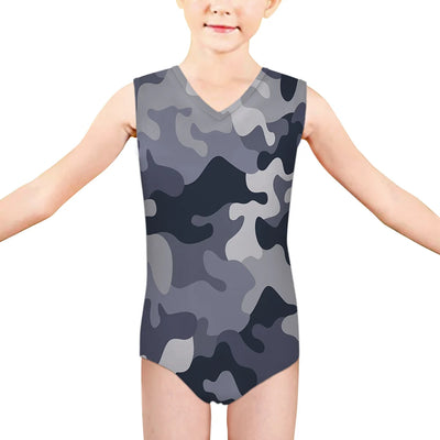 Military Camouflage Army Gray aviation print on kids quick-dry fabric swimsuit.