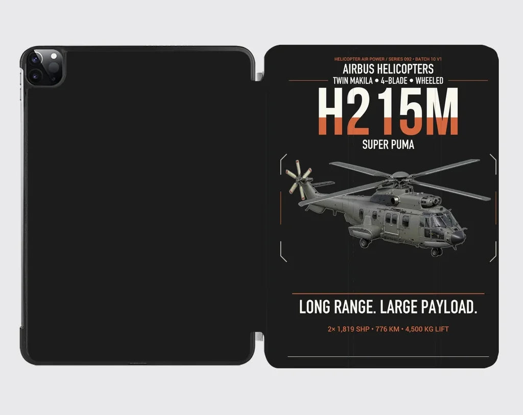 Airbus H215M design on black ipad tablet case