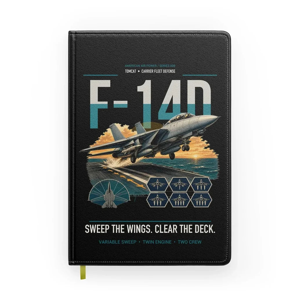 F-14D Tomcat design on black notebook