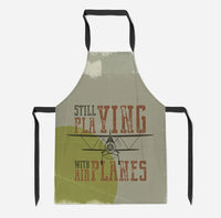 Thumbnail for Still Playing with Airplanes aviation design on durable cotton blend kitchen apron.