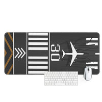 Thumbnail for Customizable Runway aviation design on premium leather or neoprene desk mat.