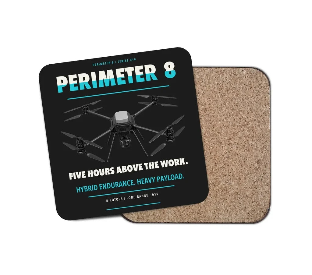 Skyfront Perimeter 8 design on black 1 piece coaster