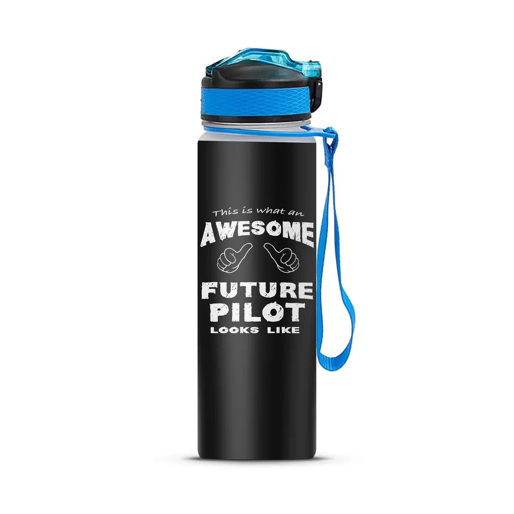 Future Pilot Sports aviation design on sport kettle, insulated bottle with sport spout.