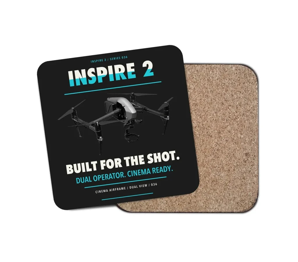 DJI Inspire 2 design on black 1 piece coaster