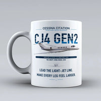 Thumbnail for Cessna Citation CJ4 Gen2 design on white ceramic mug, double-side print