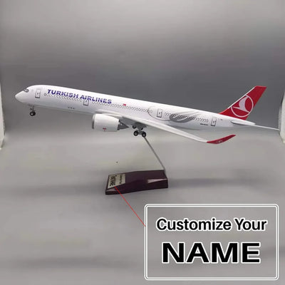 Side view of Turkish Airlines Airbus A350 Airplane Model (1/142 Scale) aviation LED model airplane in diecast metal with LED.