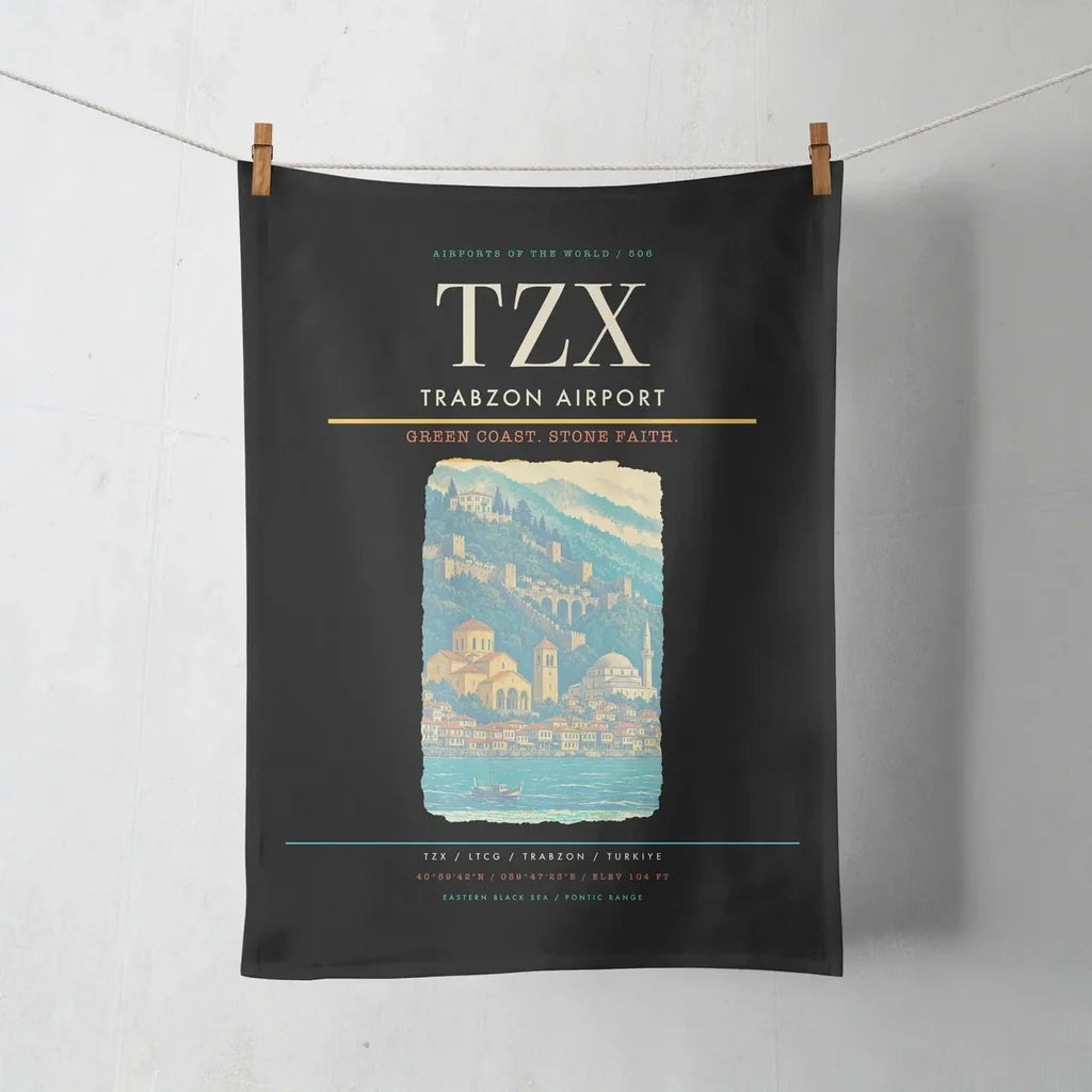 Trabzon Airport (TZX) design on black towel