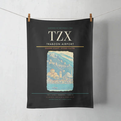 Trabzon Airport (TZX) design on black towel