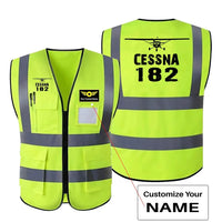 Thumbnail for Cessna 182 & Plane aviation design printed on high-visibility reflective fabric reflective vest.