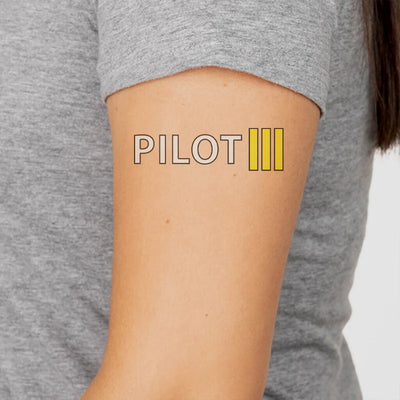 Pilot & Stripes (3 Lines) aviation temporary tattoo in skin-safe adhesive paper.