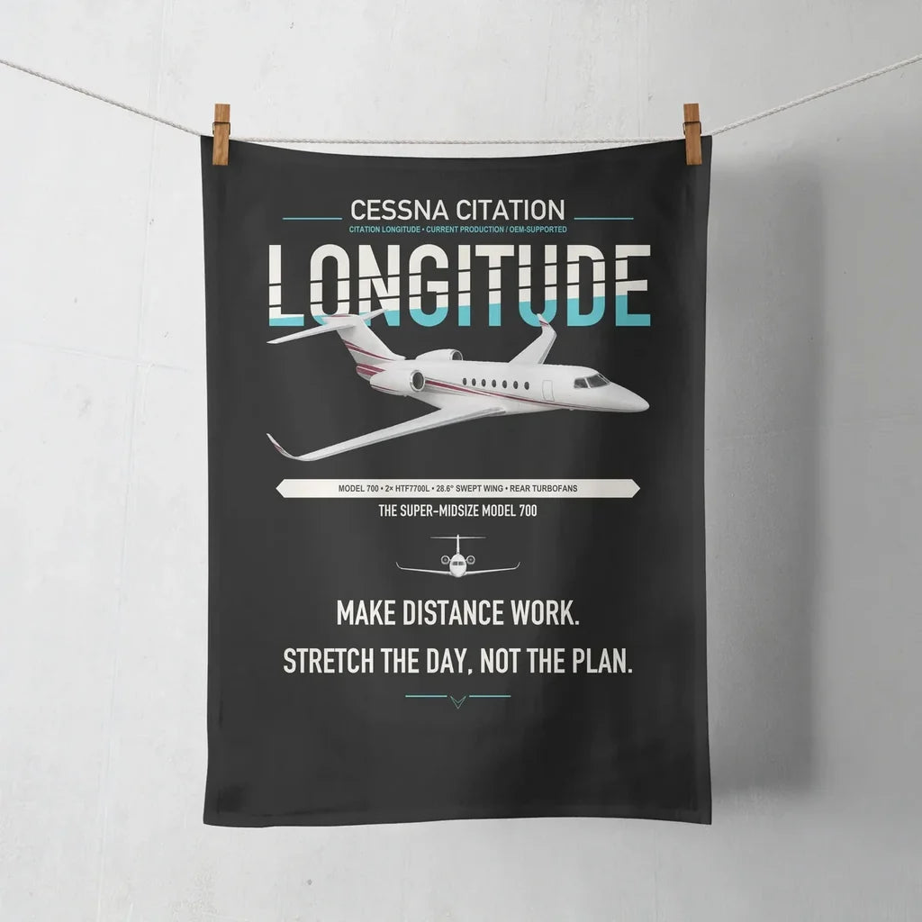 Cessna Citation Longitude design on black towel