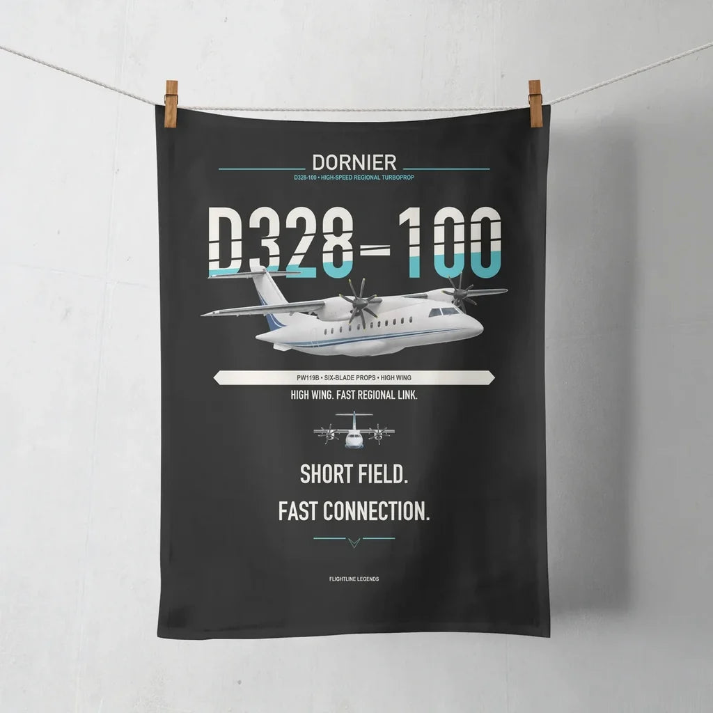 Dornier D328-100 design on black towel