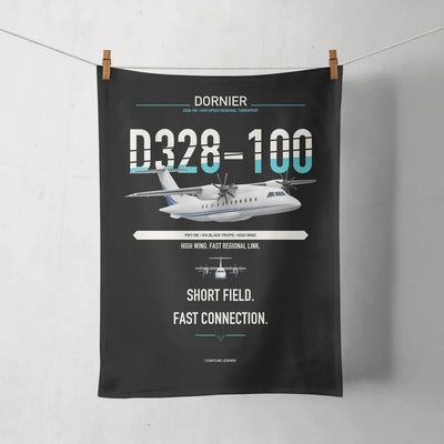 Dornier D328-100 design on black towel