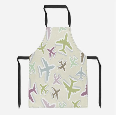 Seamless 3D Airplanes aviation design on durable cotton blend kitchen apron.