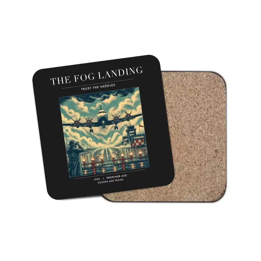 The Fog Landing - Designed Coasters design on black 1-piece