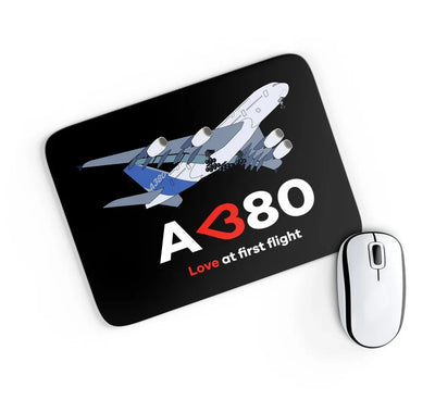 Airbus A380 Love at first flight aviation design on neoprene with anti-slip base mouse pad.