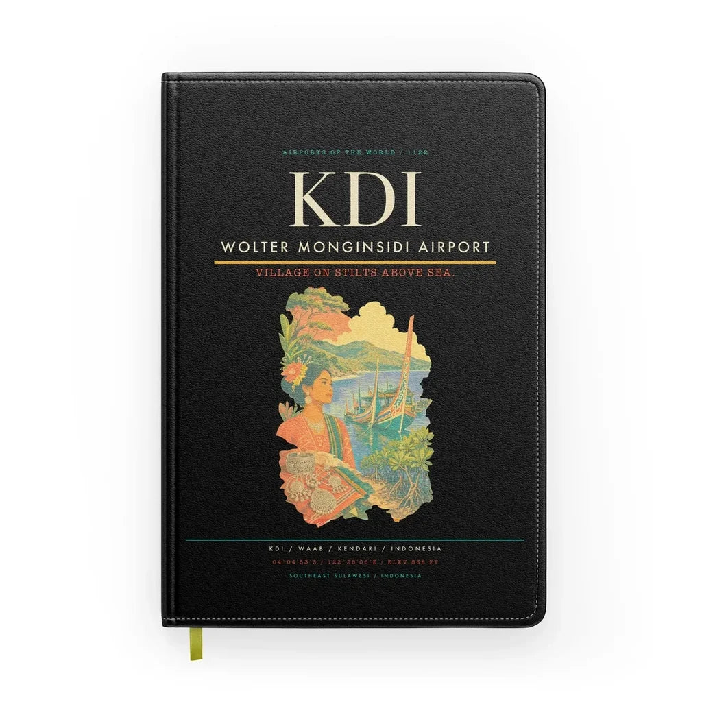 Wolter Monginsidi Airport (KDI) design on black notebook