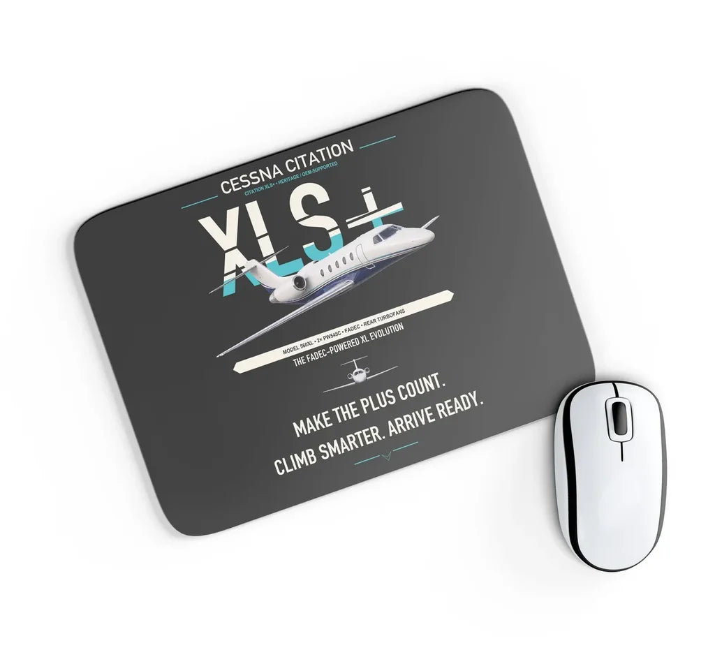 Cessna Citation XLSPlus design on black rectangle mouse pad