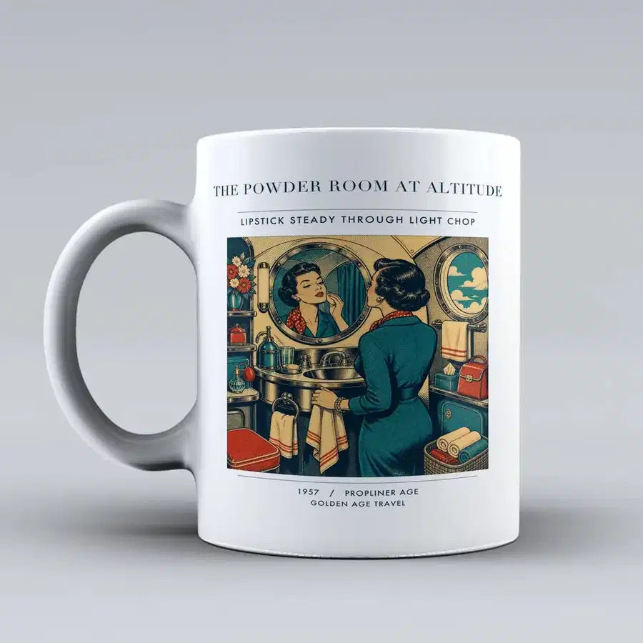 VINTAGE G4305 - The Powder Room At Altitude - Ceramic Mug design on white