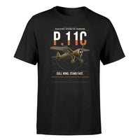 Thumbnail for PZL P.11c design on black t-shirt, single-side print