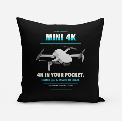 DJI Mini 4K design on black pillow