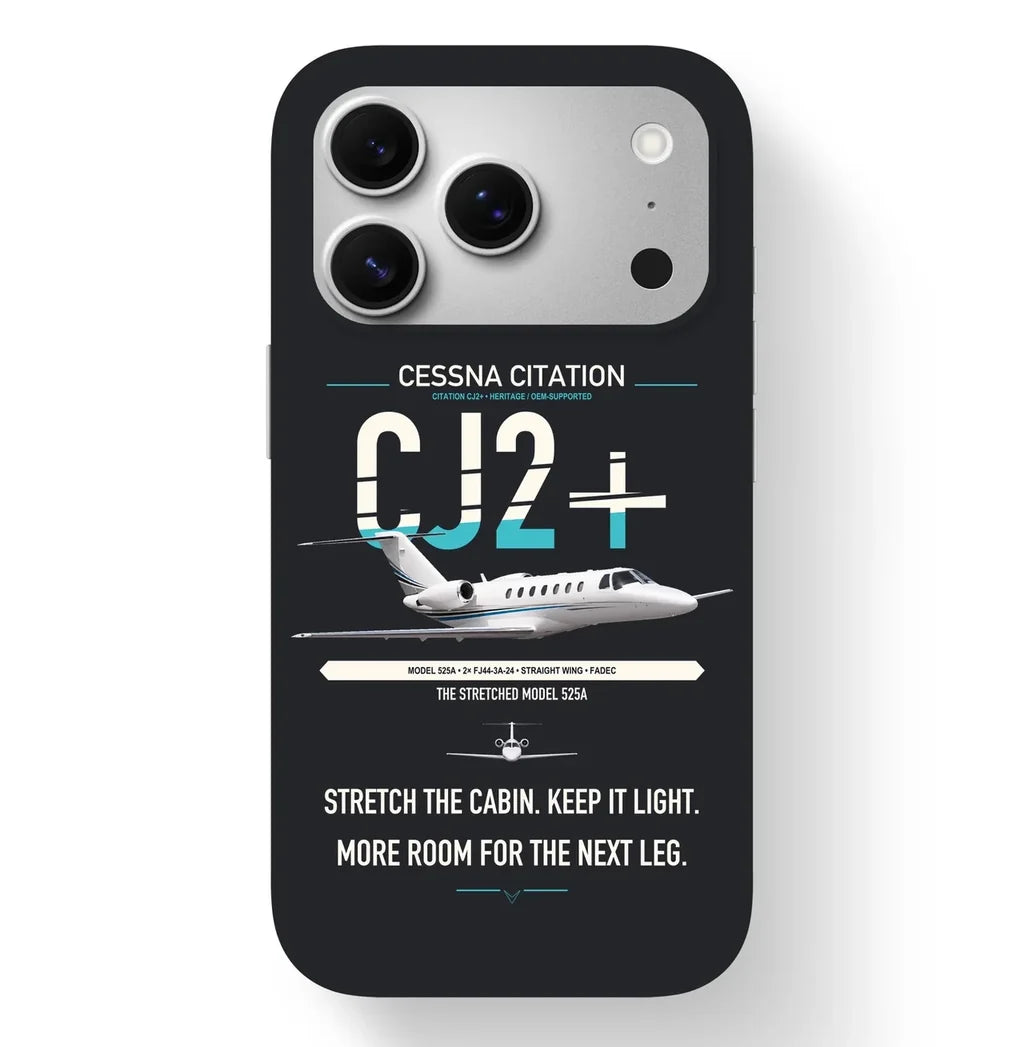 Cessna Citation CJ2+ design on black magsafe iphone case, for iPhone 17 Pro