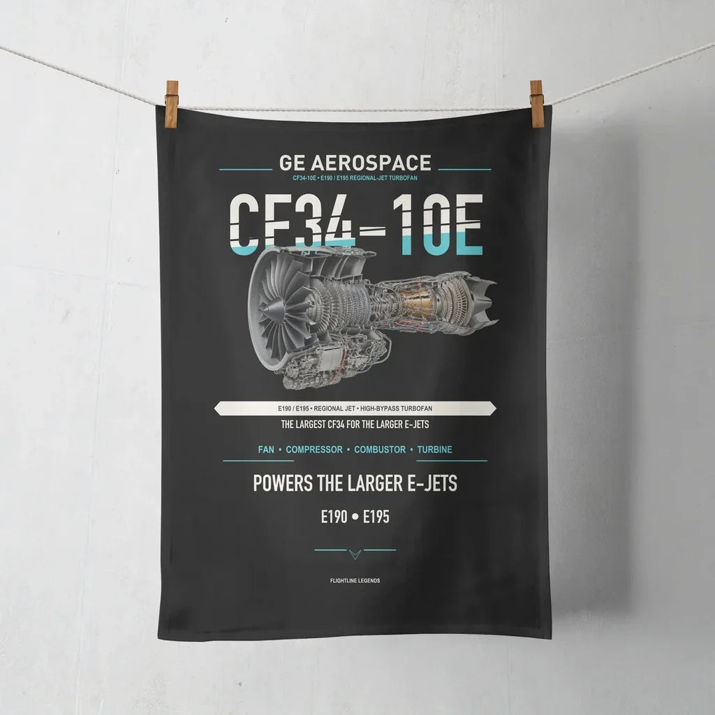 CF34-10E design on black towel