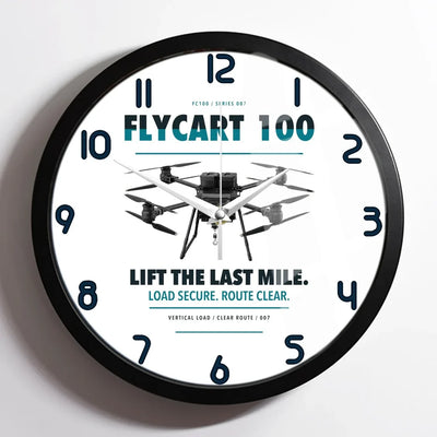 DJI FlyCart 100 design on white framed wall clock