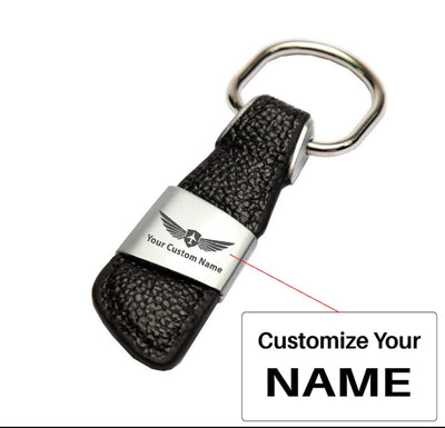 Your Custom Design & Image & Logo & Text Design Genuine Leather Car(1) aviation aviator-crafted key chain in polished metal a.