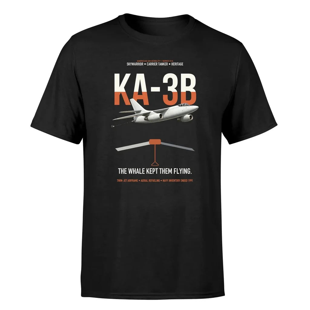 KA-3B Skywarrior design on black double-side t-shirt, single-side print