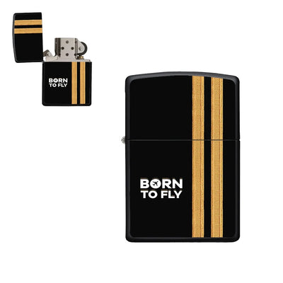 Born To Fly & Pilot Epaulettes (2 Lines) aviation metal lighter in premium metal alloy.
