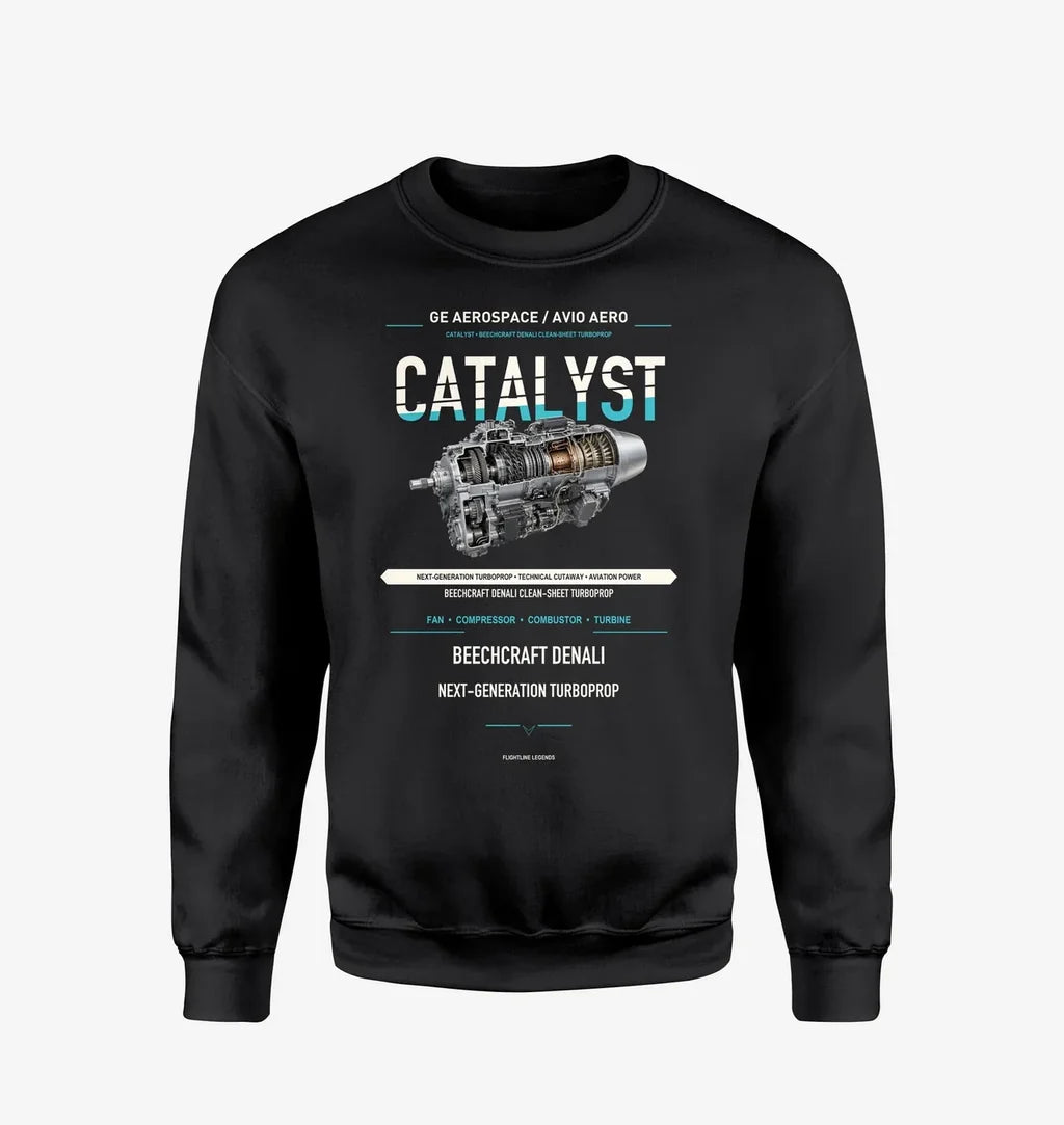 CATALYST design on black sweatshirt