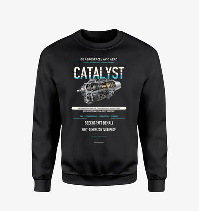 CATALYST design on black sweatshirt