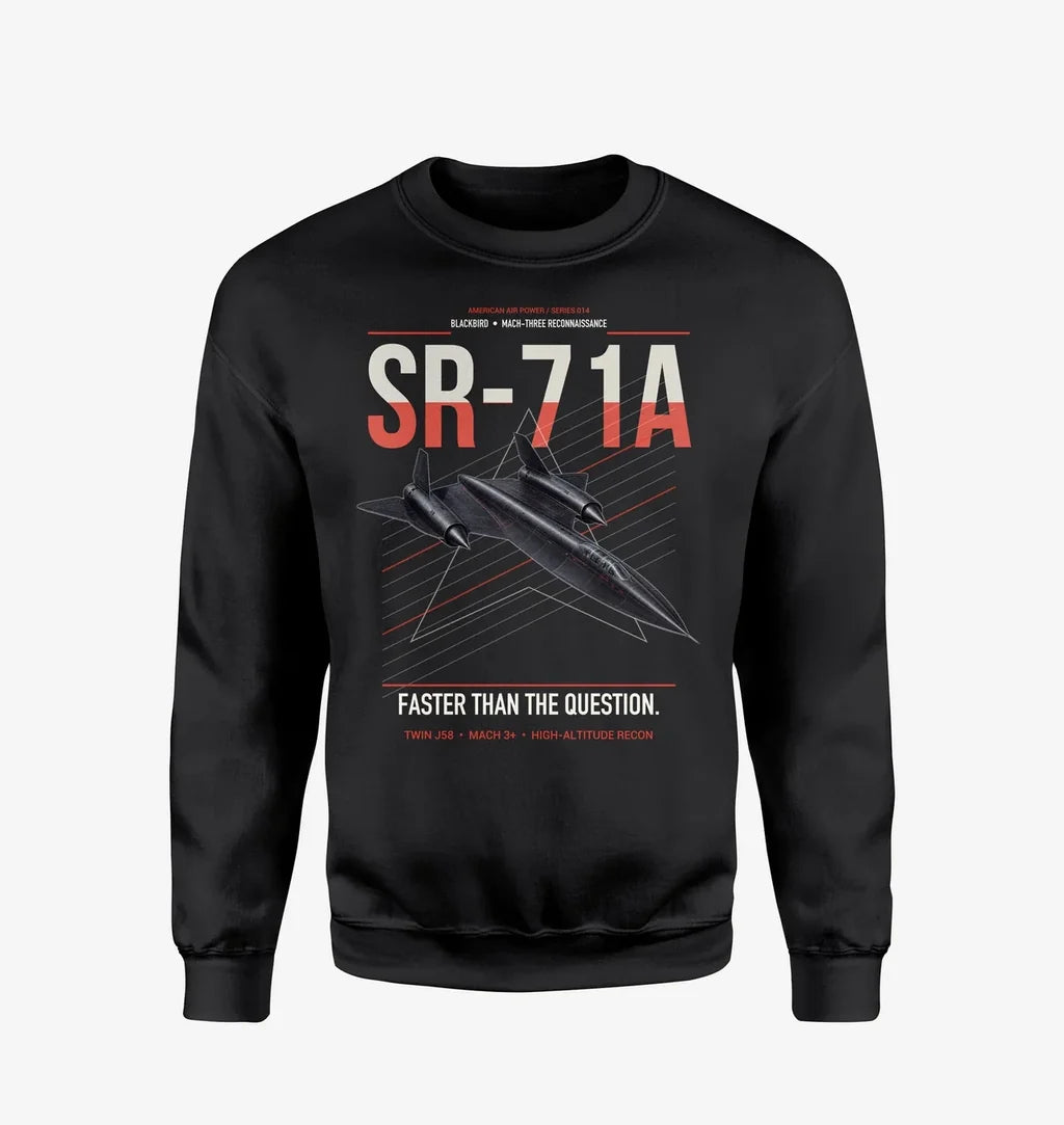 SR-71A Blackbird design on black sweatshirt