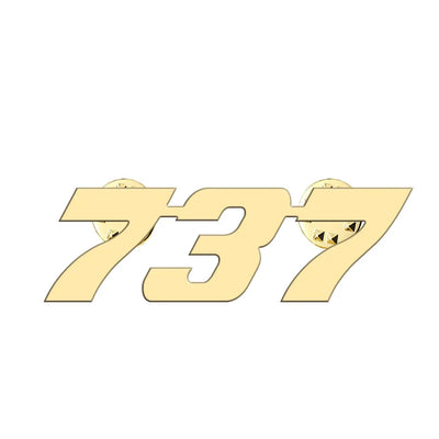 Boeing 737 Flat Text aviation hollow pin in polished alloy.