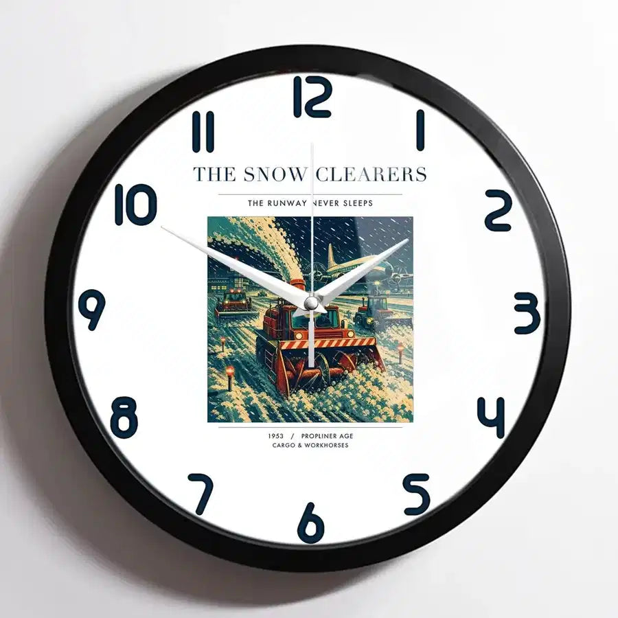VINTAGE G4105 - The Snow Clearers - Designed Wall Clocks design on white framed