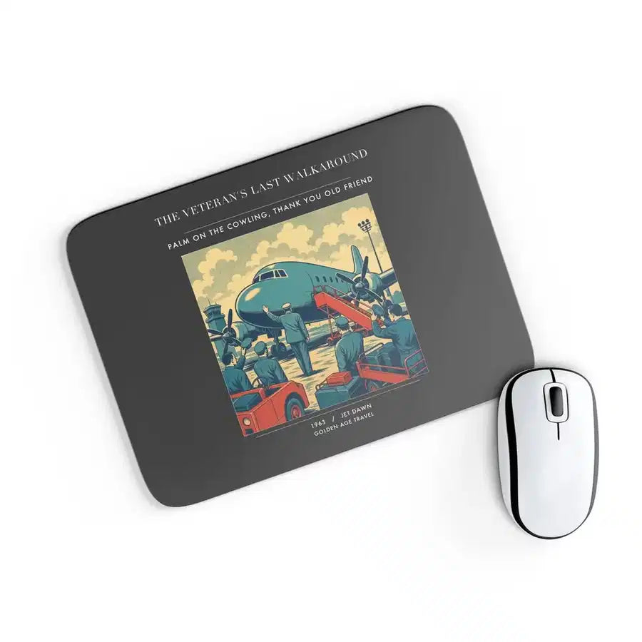 VINTAGE G4453 - The Veteran's Last Walkaround - Designed Mouse Pads design on black rectangle